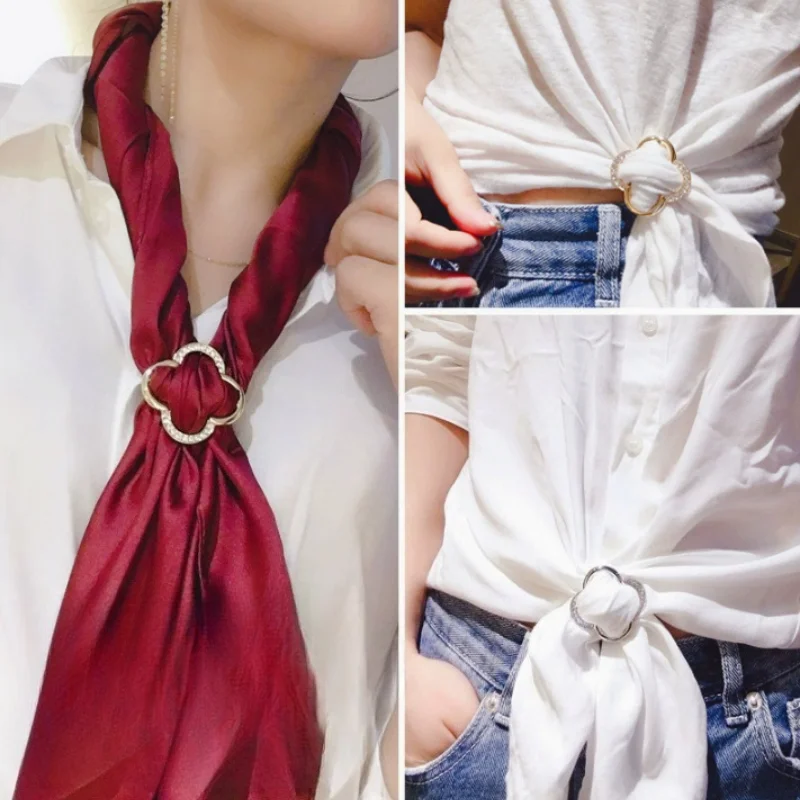2 high-quality metal clover waist belt buckles, scarf clips, shirt buttons, fashionable hem and corner fasteners