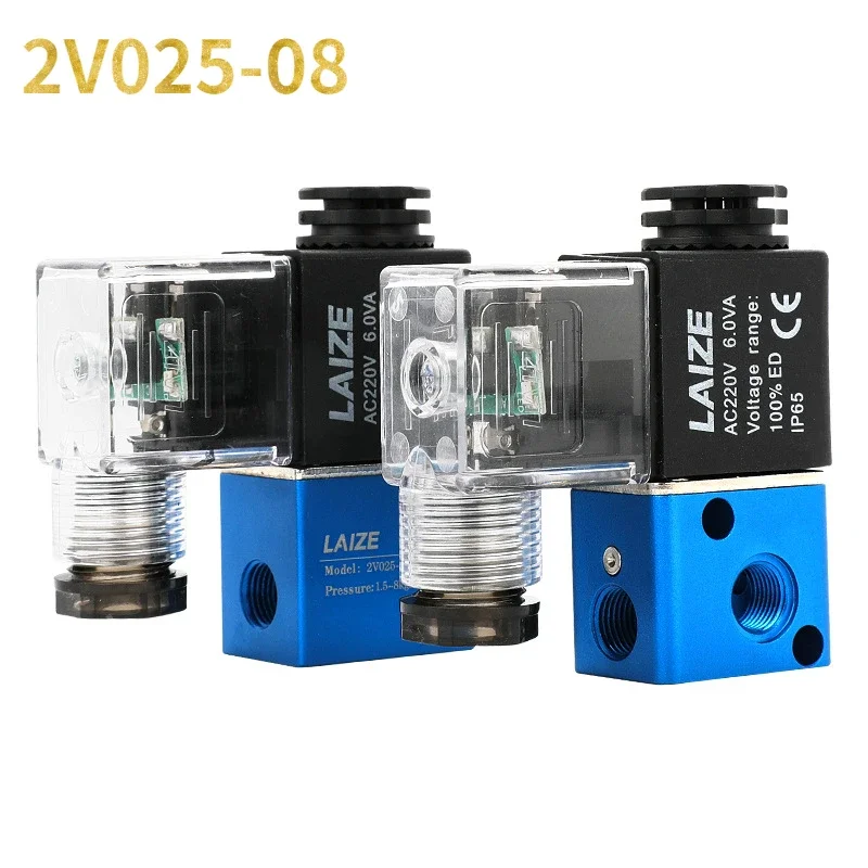 2V025-08 1/4  For Air Solenoid Valve Pneumatic Control Valves Normally Closed DC 12V 24V 220V 110V 2 Way 2 Position