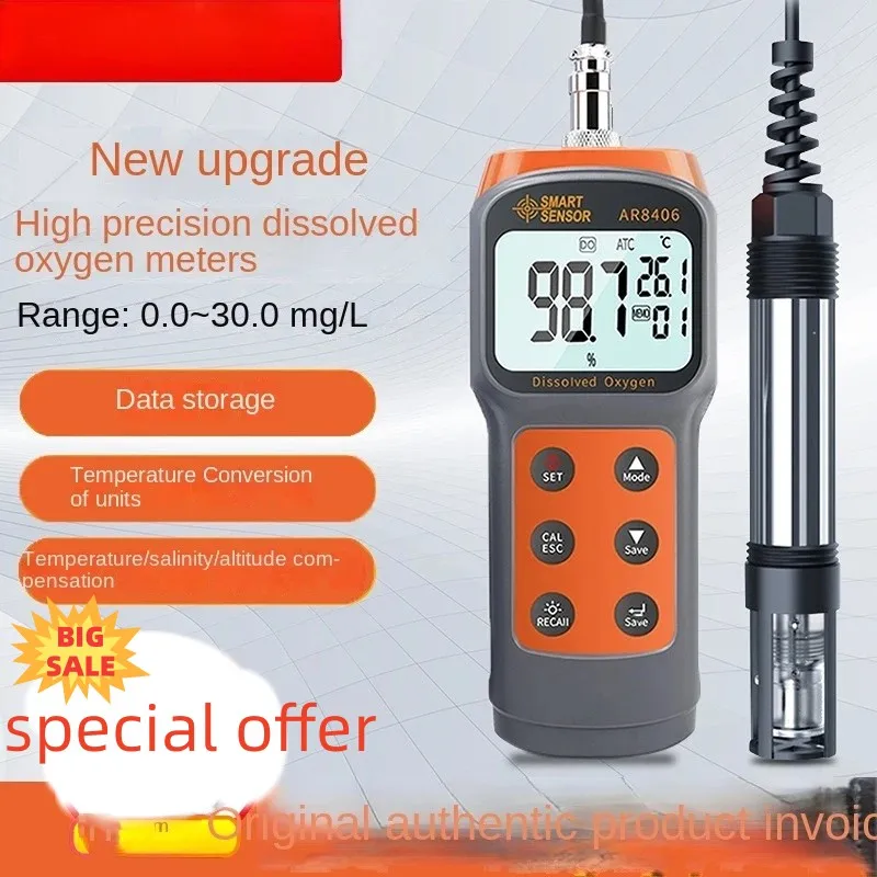 

Professional Digital Display Dissolved Oxygen Meter Water Quality Tester AR8406 Intelligent Precise Measurement