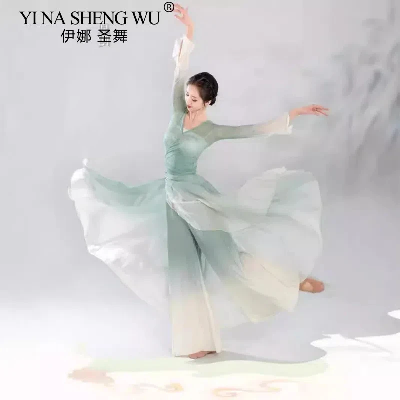 

Китайское классическое танцевальное платье, женское струящееся прозрачное платье феи для похудения, традиционный наряд для выступлений, современная тренировочная одежда для взрослых и девочек