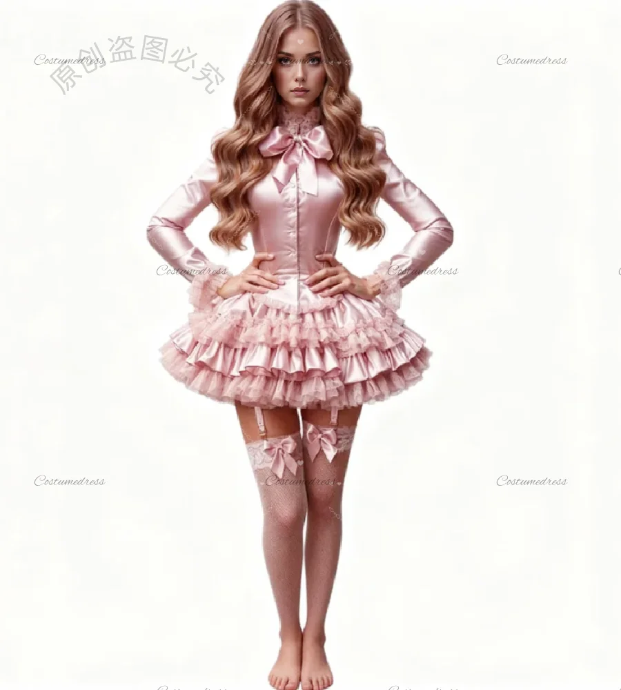 

Mystical Pink Frilly Evening Dress 2026 Elegnt High Neck Long Sleeve Lace Prom Dress Mini Short Cocktail Birthday Occasion Party