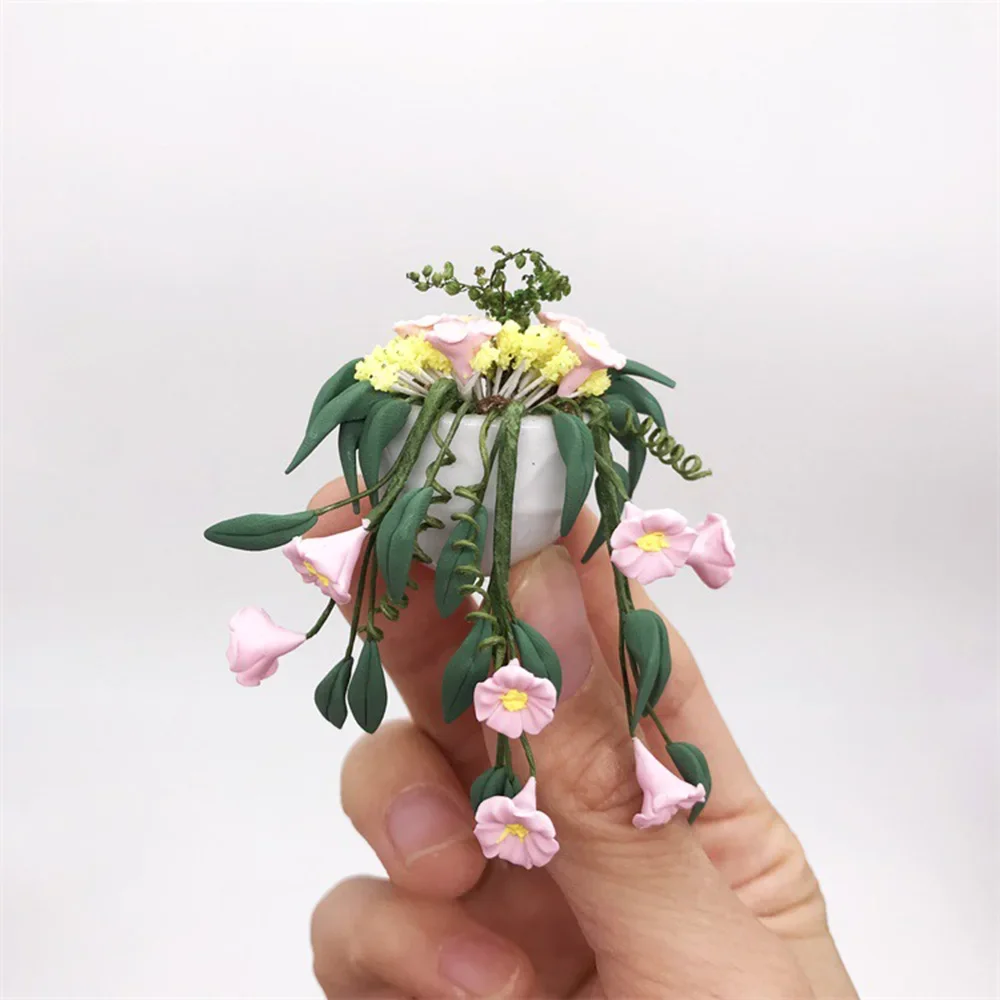 1/12 Poppenhuis Miniatuur Wandmontage Potplant Mini Bloem Model Speelgoed voor Poppenhuis Accessoires Decoratie ob11 bjd