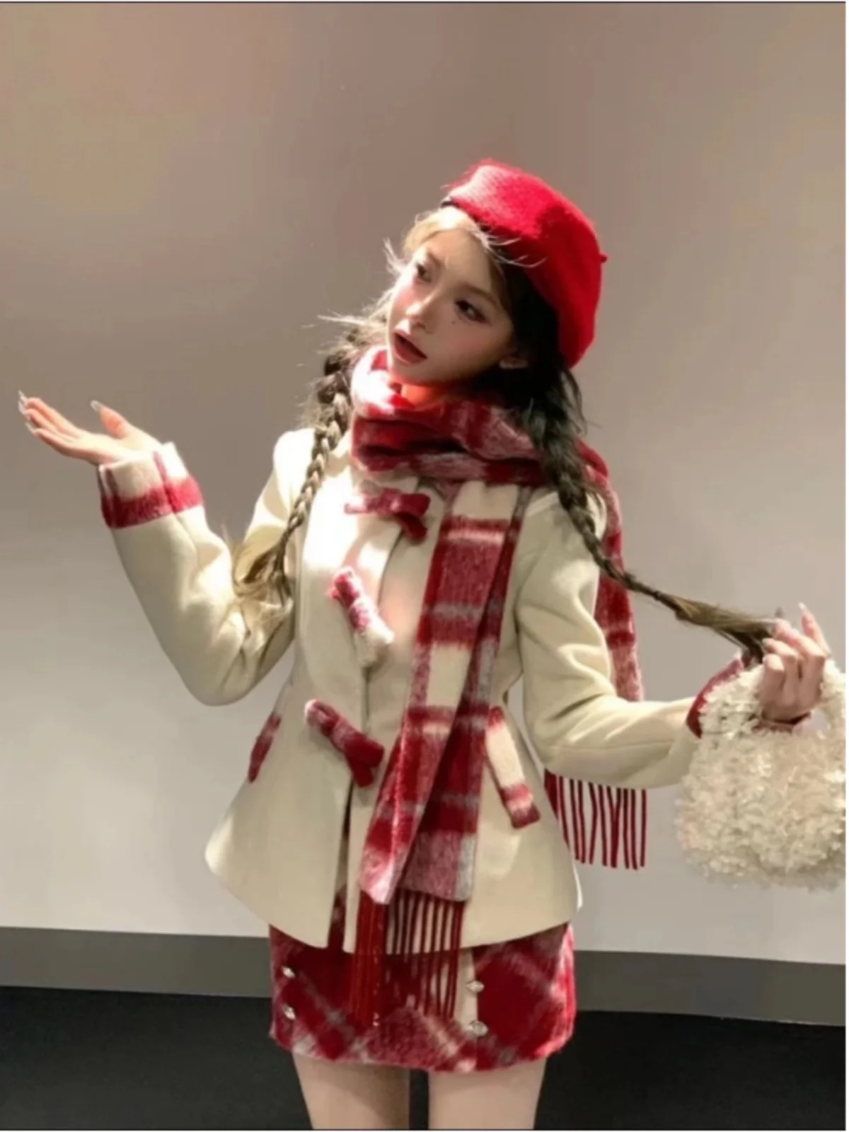 مجموعة Faion للعام الجديد معطف نسائي صغير Sle Cisas Miu معطف ort تنورة تي شيرت مجموعة فتاة غنية بمظهر Ele #4