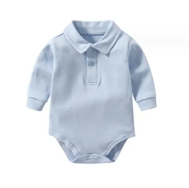 

Newborn Baby Boy Girl Blue Rompers Cotton Long Sleeve Boys Jumpsuit Infant Boys Clothes Outfits