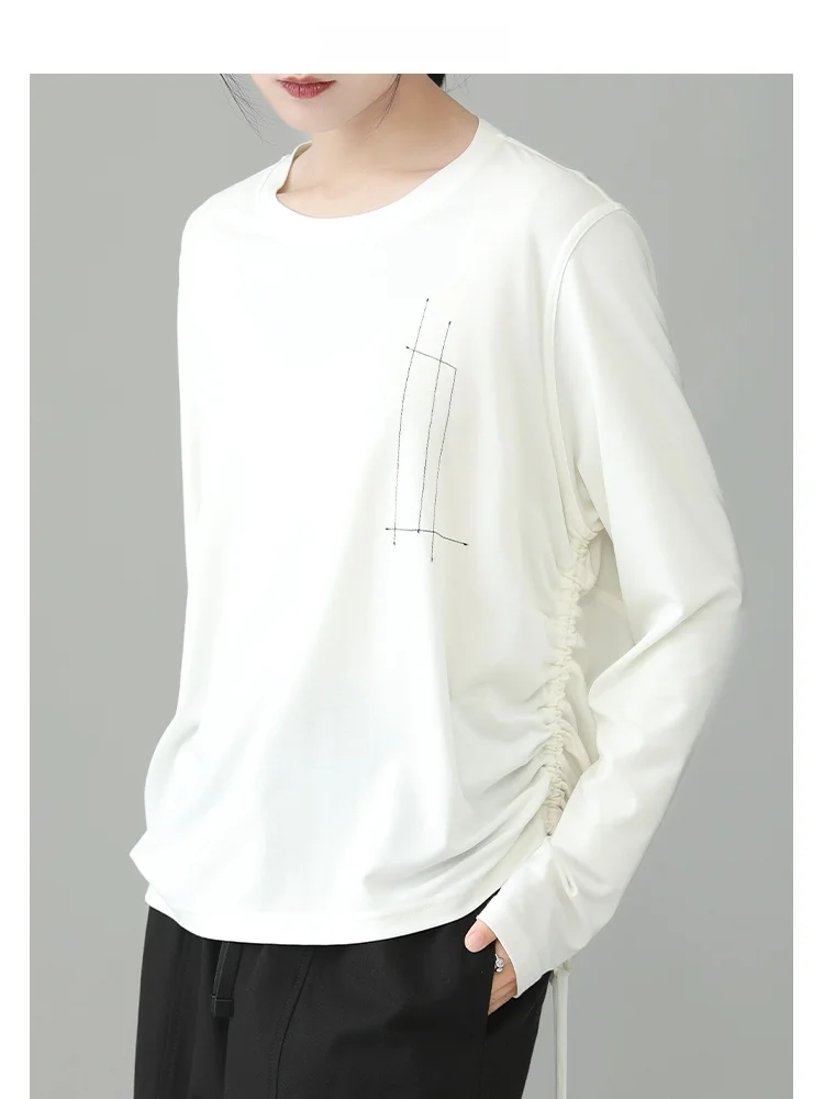 

Original Design mat Long Sve T-irt Women's New Geometry Line Color Blo Top Summer Commute Sle Loose Fit round...