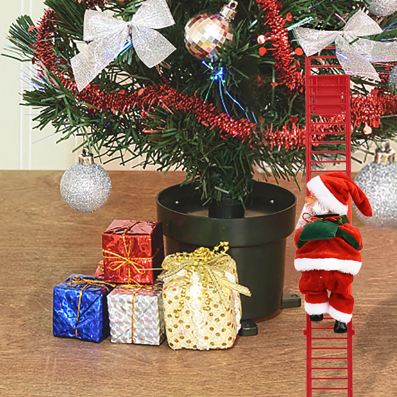Electric Ladder Santa Claus E-Commerce Flannel Holiday Doll Toy Christmas Tree Decoration Party Music Doll Decoration