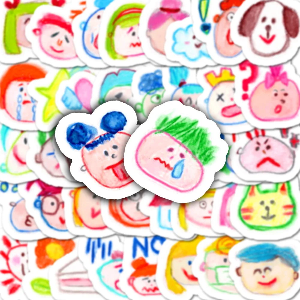 40 pçs eu draw graffiti com cores de água emoji adesivo decalques para portátil geladeira caderno diário engraçado decoração adesivos crianças brinquedo