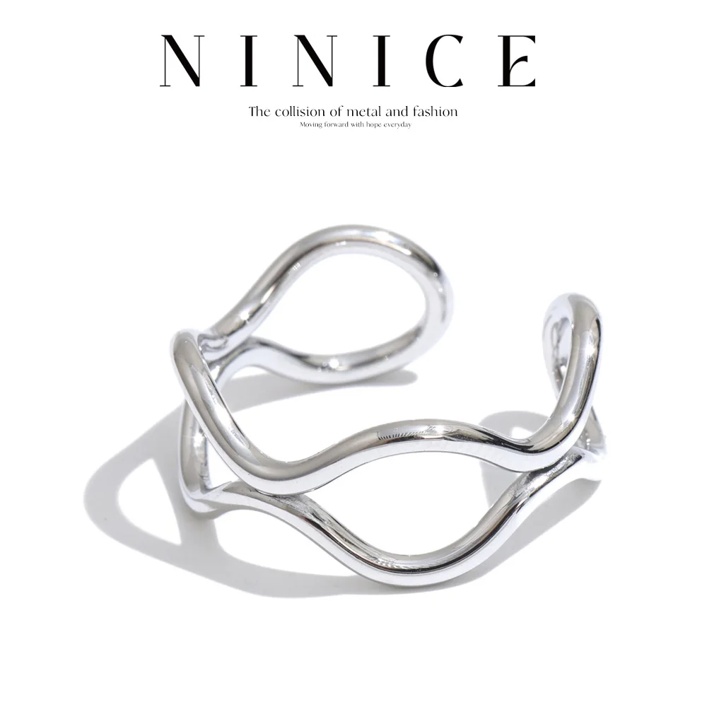 NiNice Edelstahl Verstellbarer Ring für Frauen Hypoallergener PVD-beschichteter Geometrischer Offener Ring Großhandel Accessoires Täglicher Schmuck