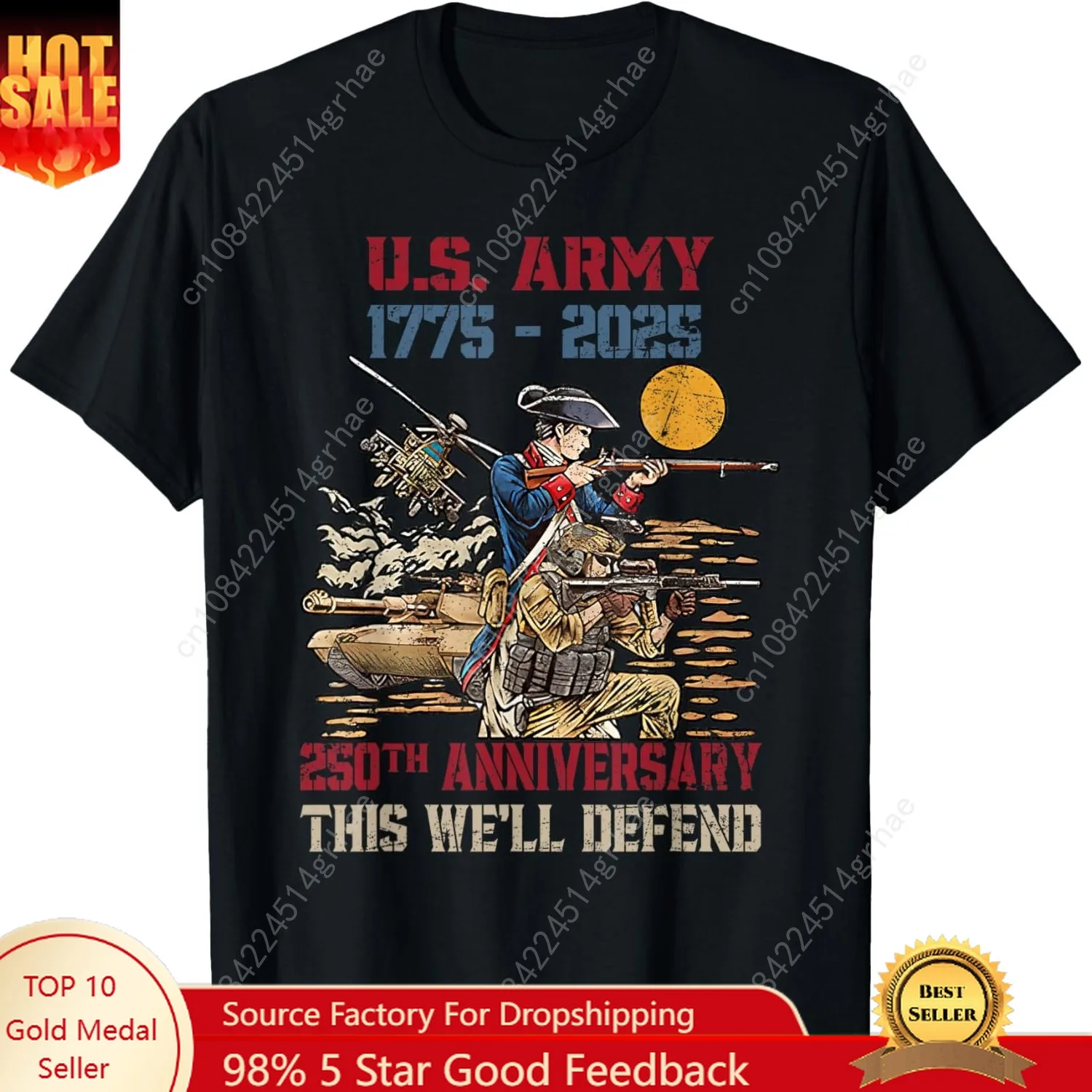 

United States Army 1775-2025 250th anniversary we defend T-Shirt