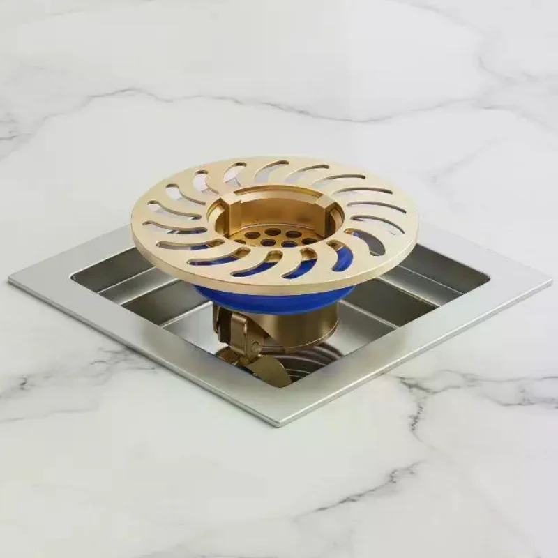 10x10cm All-copper Square Floor Drain Stopper Anti-odor Insectproof for Bathroom Shower Use