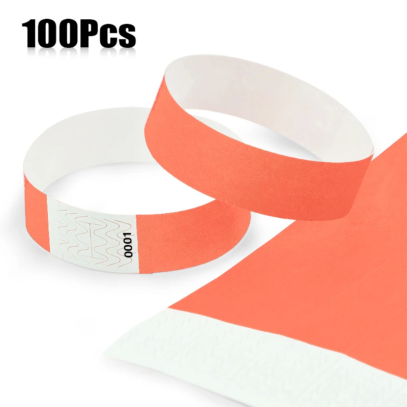 100 pcs disposable bracelet 1056D material wrist band Serial number Tyvek waterproof paper party wear bracelet