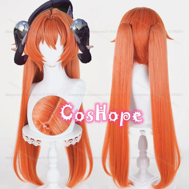 Peluca de Cosplay ZZZ Orphie con coletas dobles, peluca naranja para mujer, peluca sintética resistente al calor de Anime para disfraz de Halloween