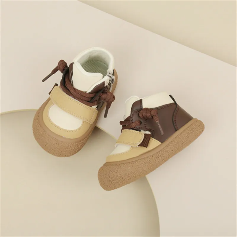 2023 New Autumn Baby Boots For Boys Leather Kids Ankle Boots Anti-collision Soft Sole Fashion Toddler Children Boots