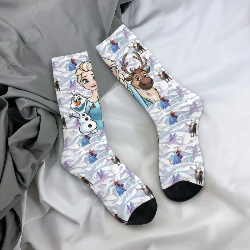 Custom Frozen Cartoon Men's Crew Socks Unisex Cute Spring Summer Autumn Winter Dress Socks