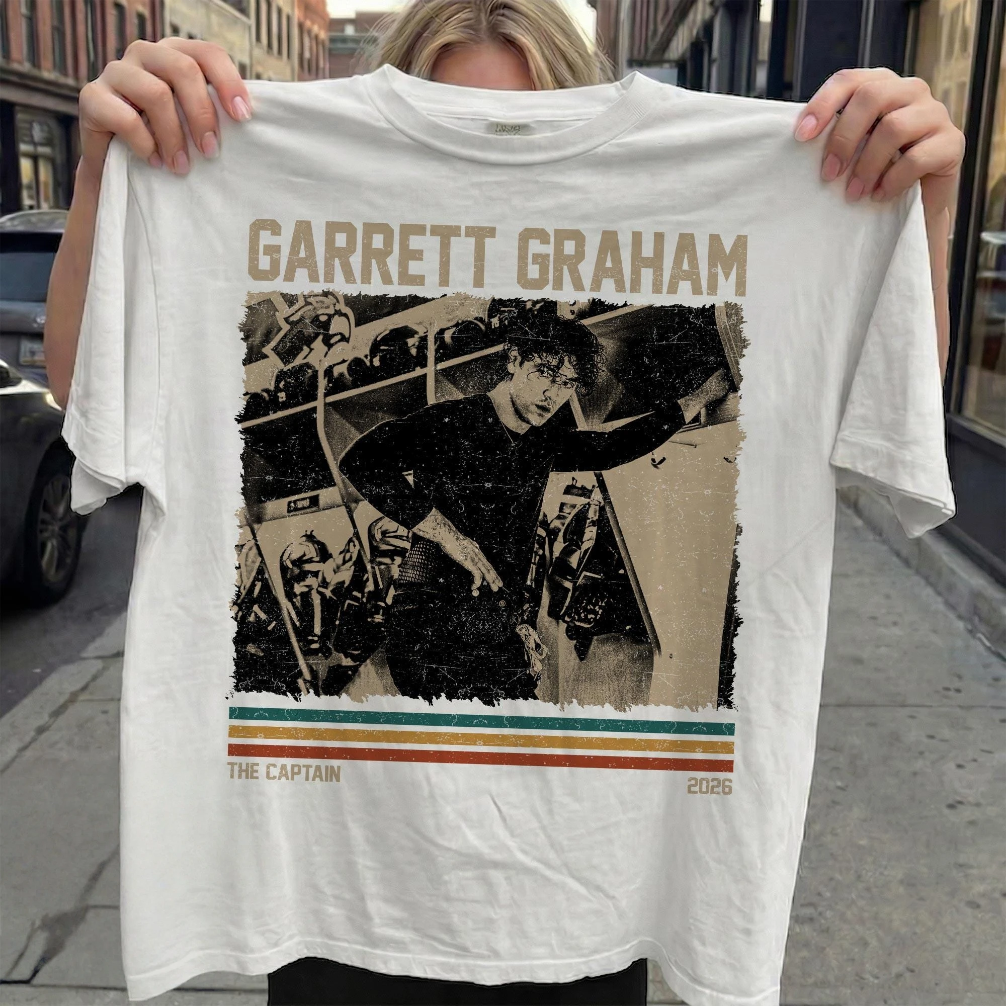 Off Campus Garrett Graham The Captain Hockey 2026 Vintage T shirt 100%Cotton Unisex Men‘s Women's T-Shirts Y2k Fans Casual Tee