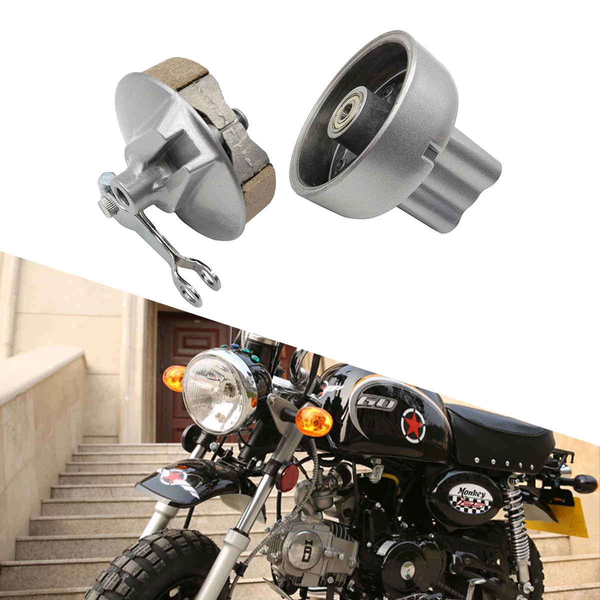 For HONDA Monkey Bike Z50 Z50R Z50A Z50J Z50JZ Z50GZ Motorcycle Parts 8inch Wheel Rim Rear Wheel Hub and Drum Brake Pads