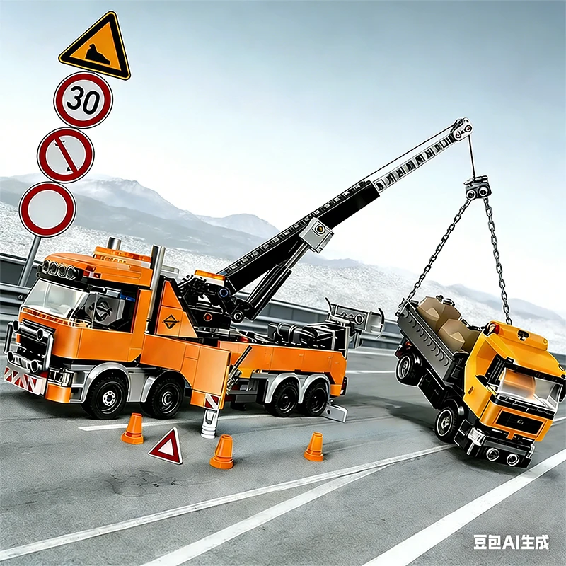 

City Series Heavy Tower Crane Truck Model Building Block Set, Christmas and Halloween Gift boy's birthday