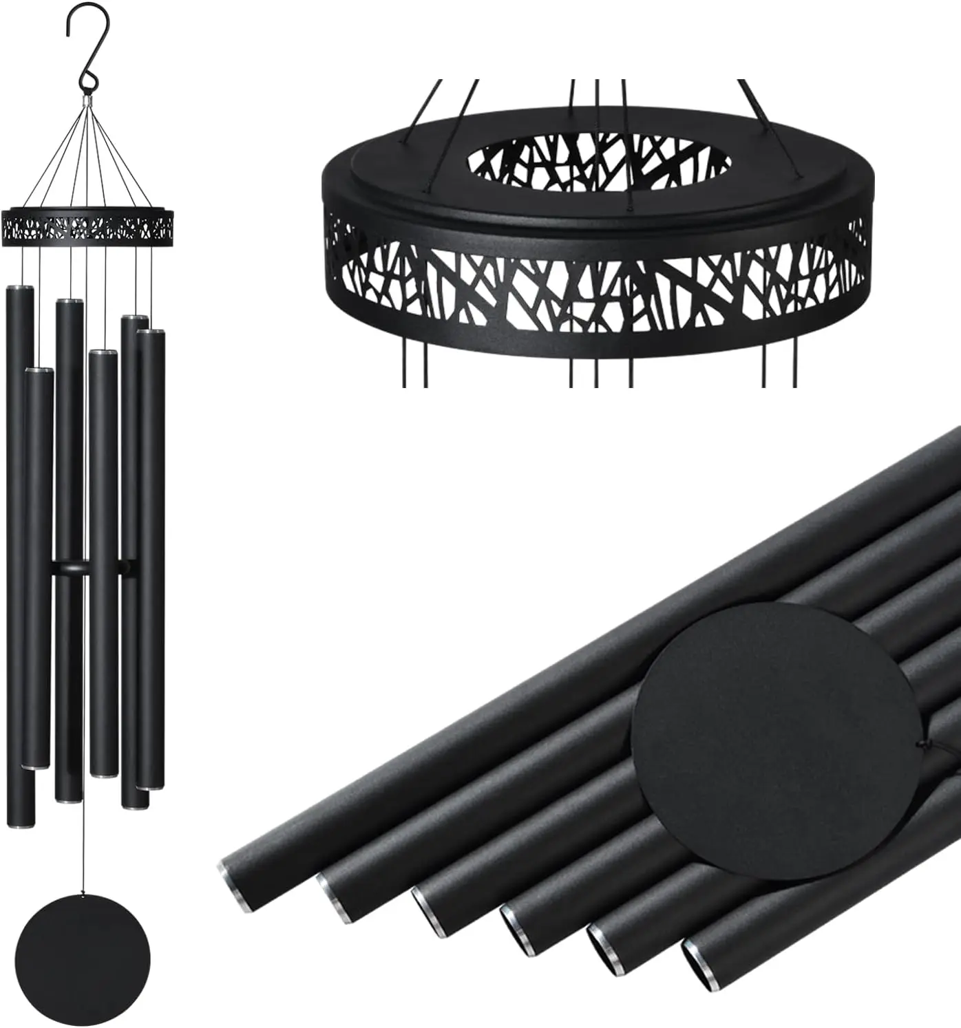 Wind Chimes Extra Large Deep Tone Black 60 Inch Outdoor Memorial Sympathy Gifts Loss Loved One Garden Yard Patio Lawn