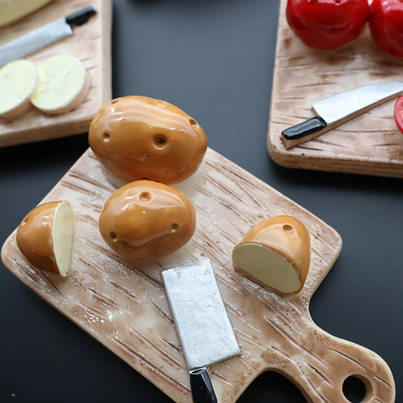DIY Creativity Fridge Magnet Vegetable Cutting Board Potato Tomato Eggplant Resin Car Decor  Accessories Refrigerator Magnets