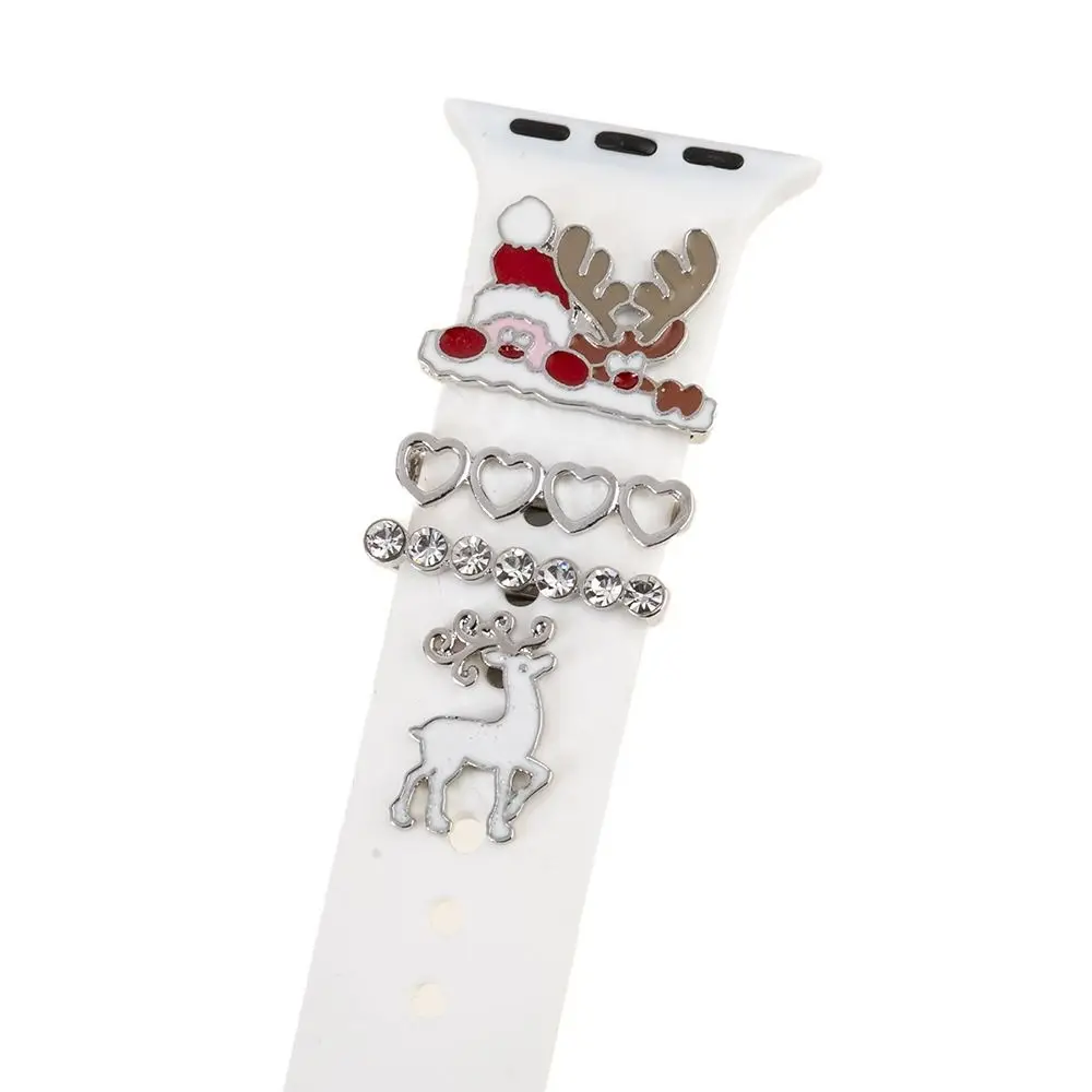 Metal Christmas Watch Band Ornament Decorative Tool Santa Elk Wristbelt Charms Fashion Decorative Nails for Apple Watch Band Men