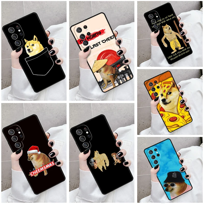 Phone Case For Samsung Galaxy S24 S23 S21fe S22 Ultra Plus Note 10 20 S8 S9 S10 Cover Funny Cheems Doge