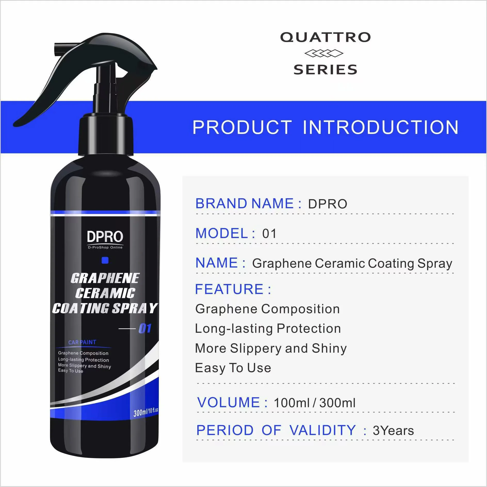 Dpro Ceramic Nano Coating 9H Liquid Glass Hydrophobic Polish Paste Waterproof Crystal Paint Spray Graphene Car Deatiling