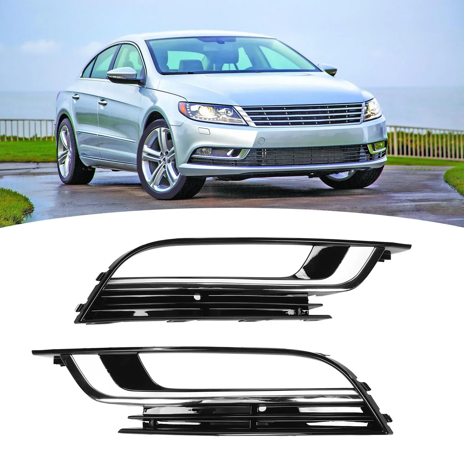 

1 Pair Of Front Bumper Fog Light Grille Fog Lamp Bezel Grille ABS Chrome Plated OE 3C8853665 For Volkswagen CC 2013-2017