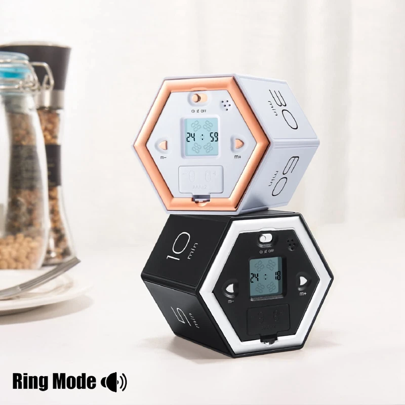 Hexagon Flip Timer With Mute & Alarm Function- Kitchen Timer Easy To Use -Time Management Pomodoro Timer For Kids