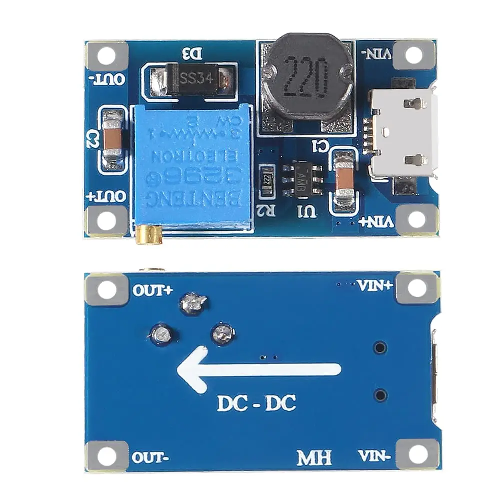 10/20pcs MT3608 Adjustable Step Up Module Voltage Regulator micro usb plug 2V-24V to 5V-28V 2A Step-Up DC-DC Boost Converter