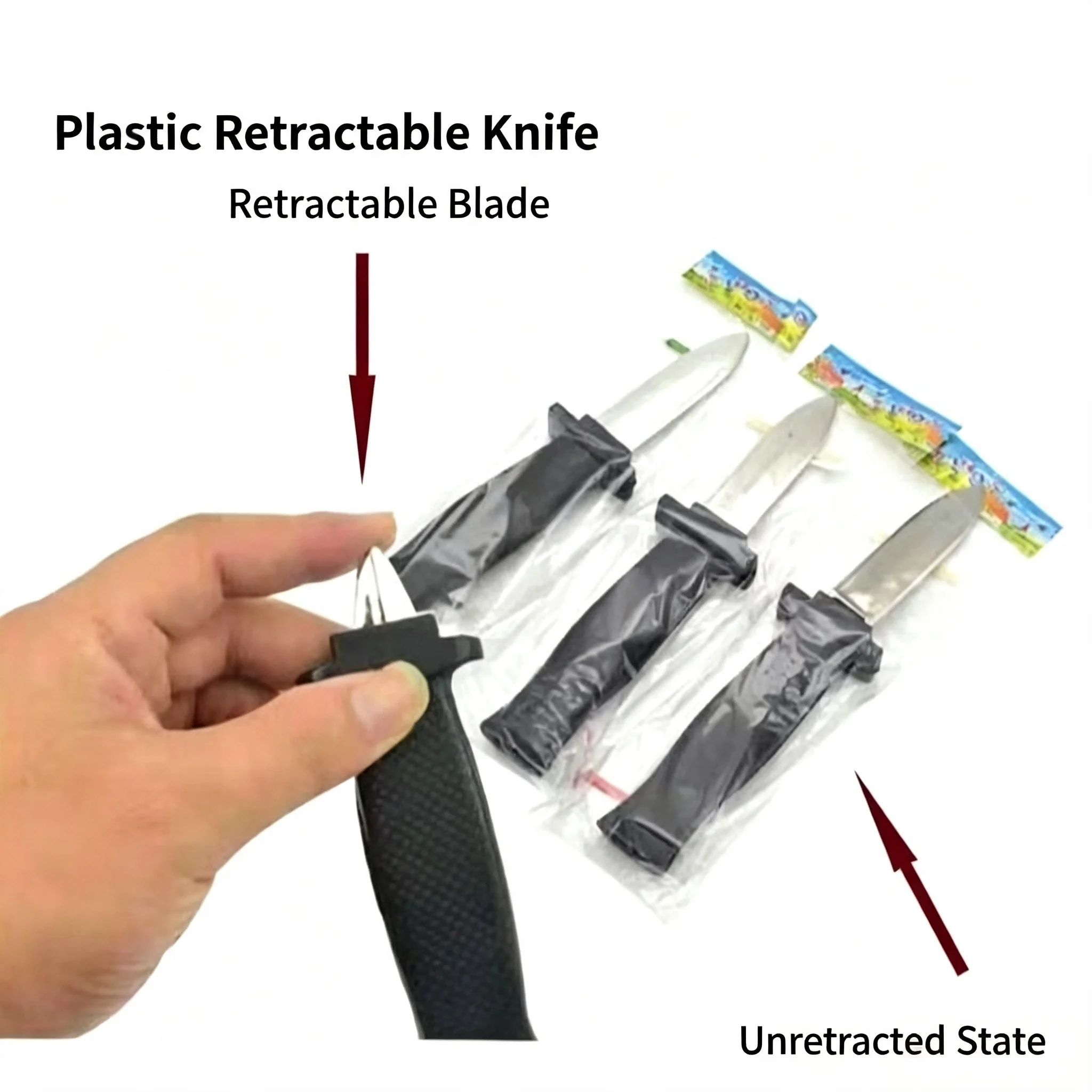 Cuchillo Retráctil de Broma - Accesorio de Comedia de Plástico Inofensivo para Adultos y Niños, Regalo de Truco de Magia