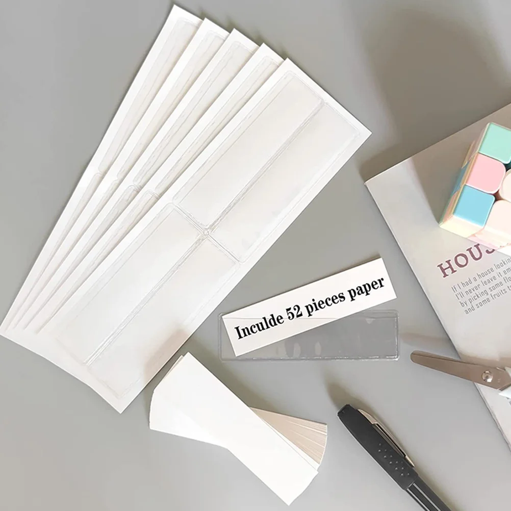 

50pcs File Label Stickers Sticky Clear Card Holders For Folders Whiteboards Pvc Label Holders Office Organization Storage