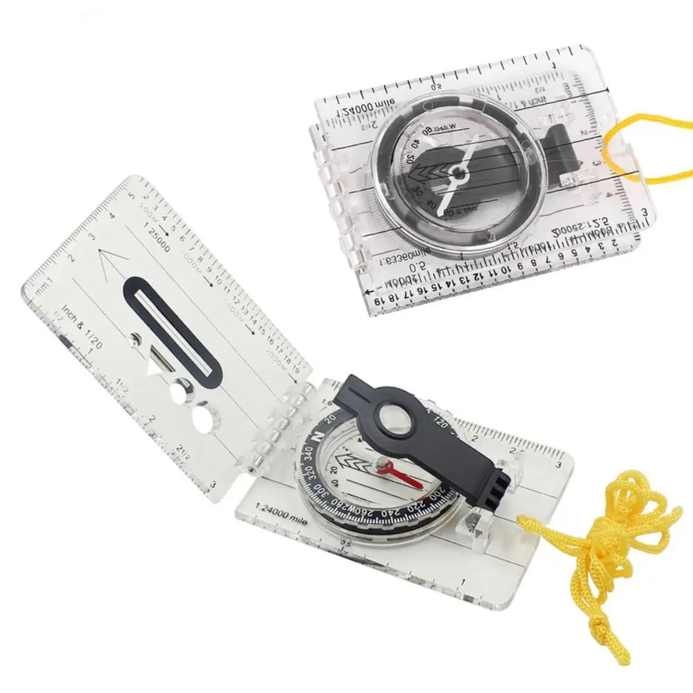 Portable Multi-function Map Ruler Compass Foldable Acrylic Transparent Orienteering Navigation Baseplate Compass Camping Maps