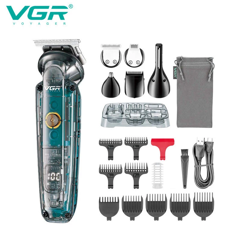 VGR 102 6-in-1 high-end men's hair clipper professional shaver oil head carving electric pusher nose hair trimmer hair remover