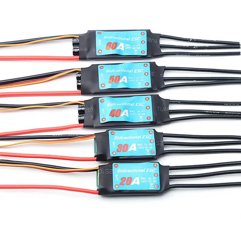 Bidireccional sin escobillas ESC 20A 30A 40A 50A 60A ESC sin escobillas para RC barco Rc coche hélice subacuática neumática