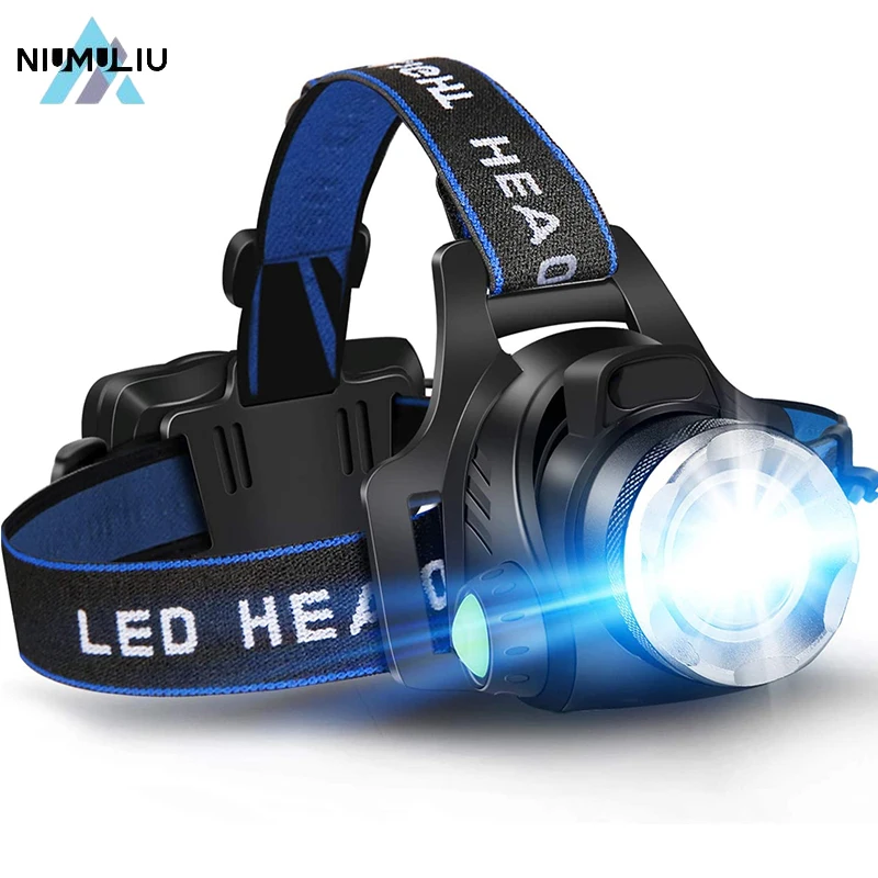 

C2 Powerful LED Headlamp Waterproof Zoomable Head Lamp 18650 DC Rechargeable Headlight Head Light High Lumens Head Flashlight