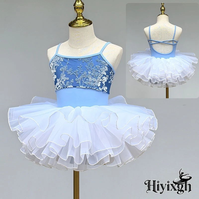 Dance Leotards for Girls Suspenders Embroidery Mesh Stitching Leotards Tutu Skirts Chinese Dance Ballet Skate Gymnastics Clothes