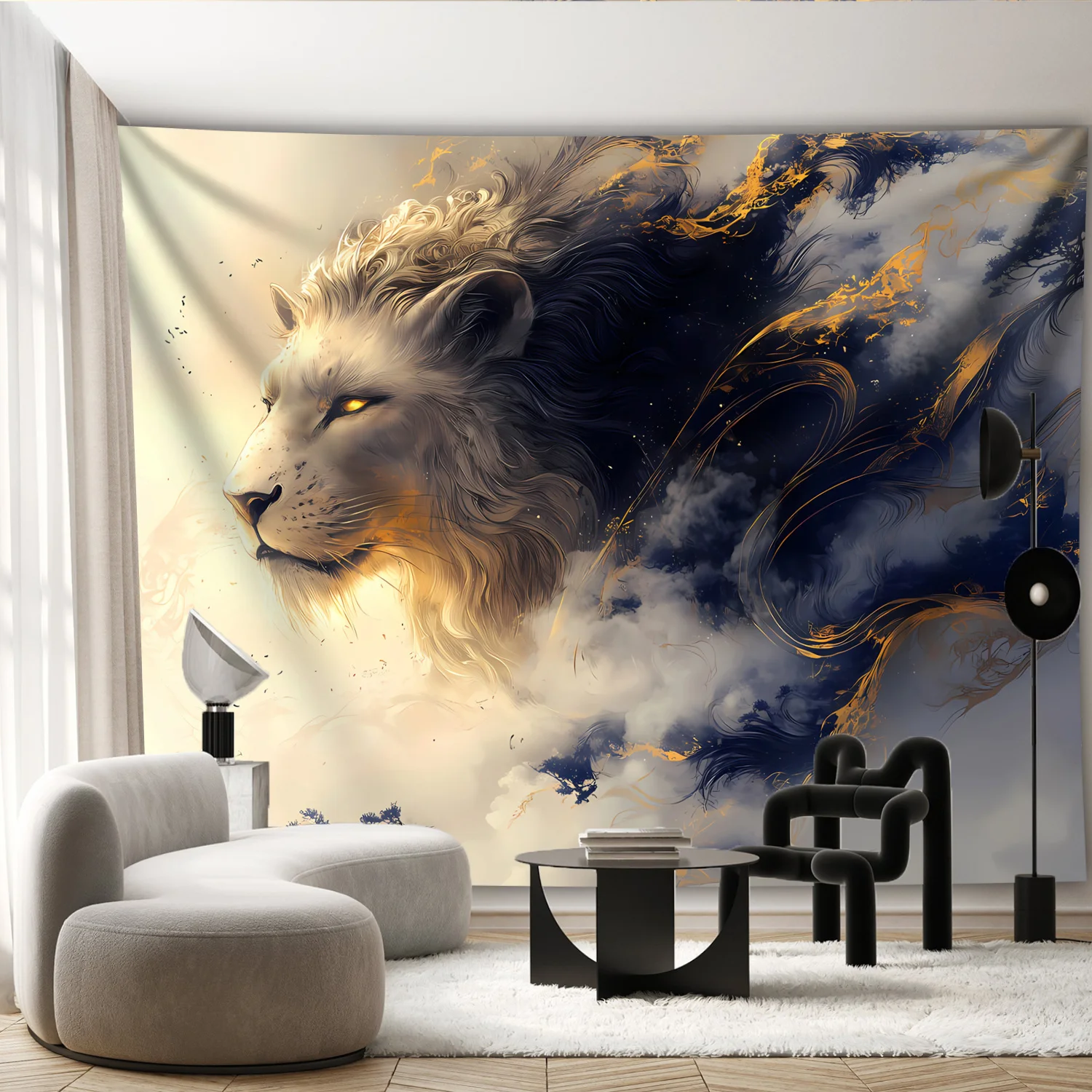 

1 piece abstract lion landscape tapestry, polyester fabric, machine washable, suitable for bedroom living room decoration