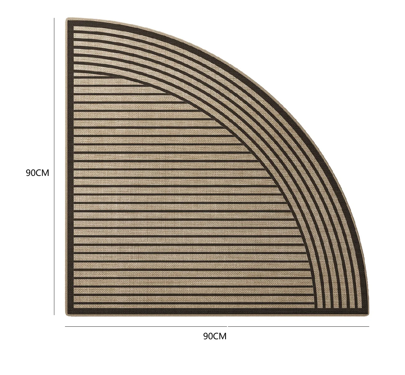 Fan Shaped Non Slip Kitchen Mat 90x90cm Water Resistant Machine Woven Polyester Fiber Rug For Home Entryway Floor Bath Decor