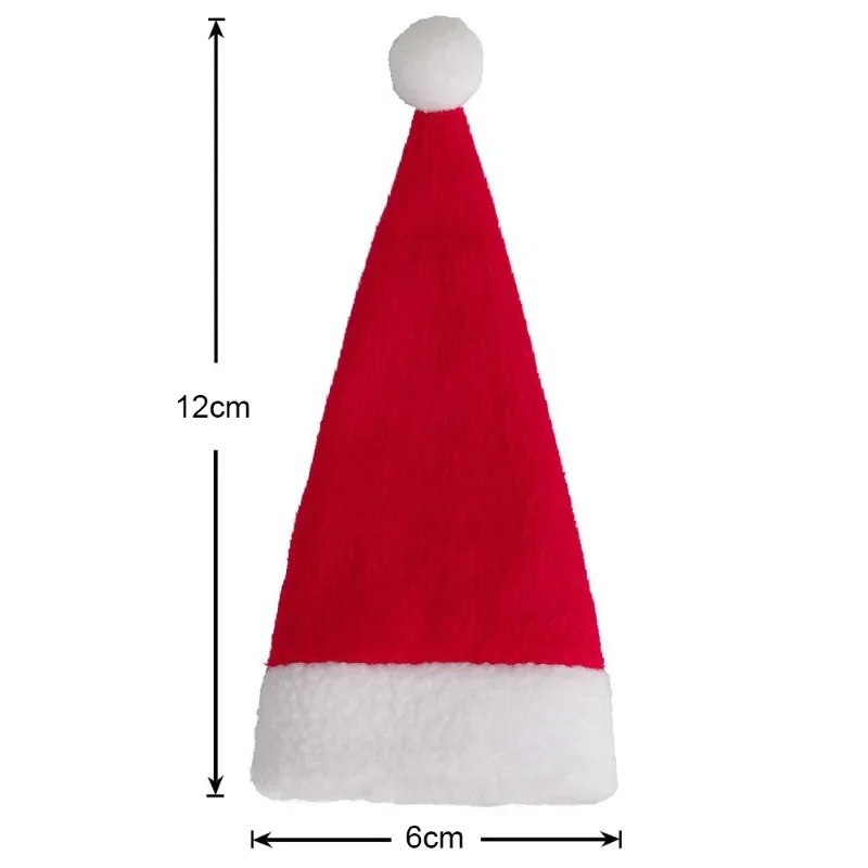 20pcs Christmas Decorations Mini Christmas Hat Christmas Wine Bottle Cover Cap Velvet Cloth Small Hat Knife and Fork Cover