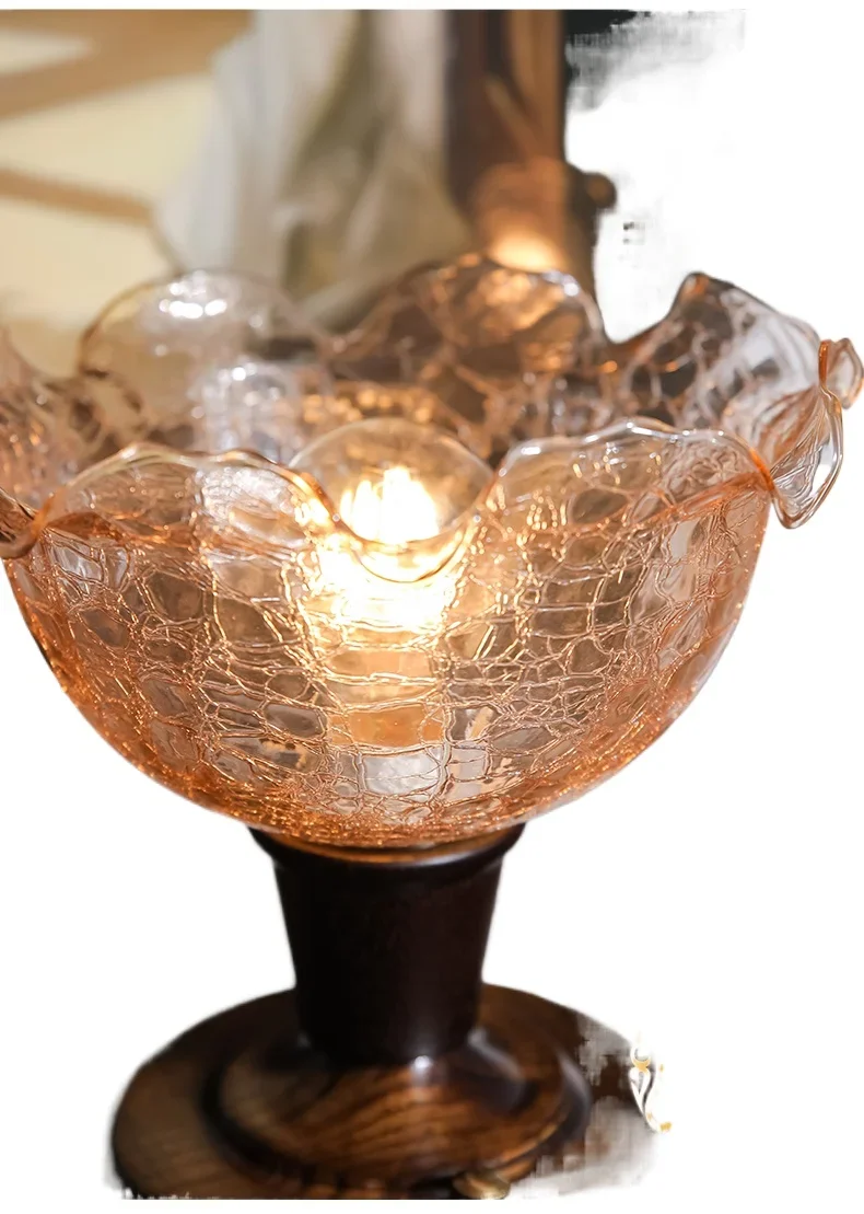 American retro ice crack aisle corridor ceiling light solid wood glass ceiling light