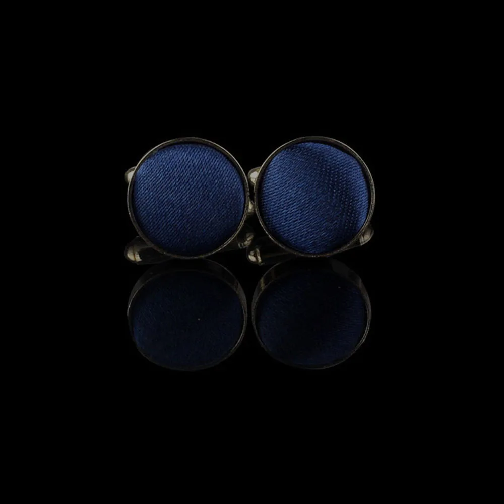 HUISHI รอบ Cufflinks Mens ธุรกิจเสื้องานแต่งงานผู้ชาย Cufflink Solid ผ้ารอบ Cuff Links อุปกรณ์เสริมขายส่ง