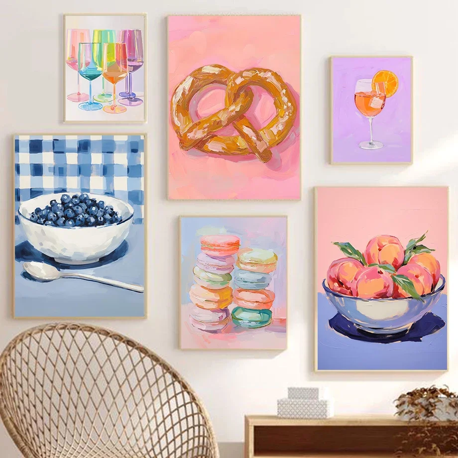 1pc frameless Canvas Painting Canvas Painting Colorful Summer Popsicle Poster Still Life Dining Room Food Print Wall Art Picture