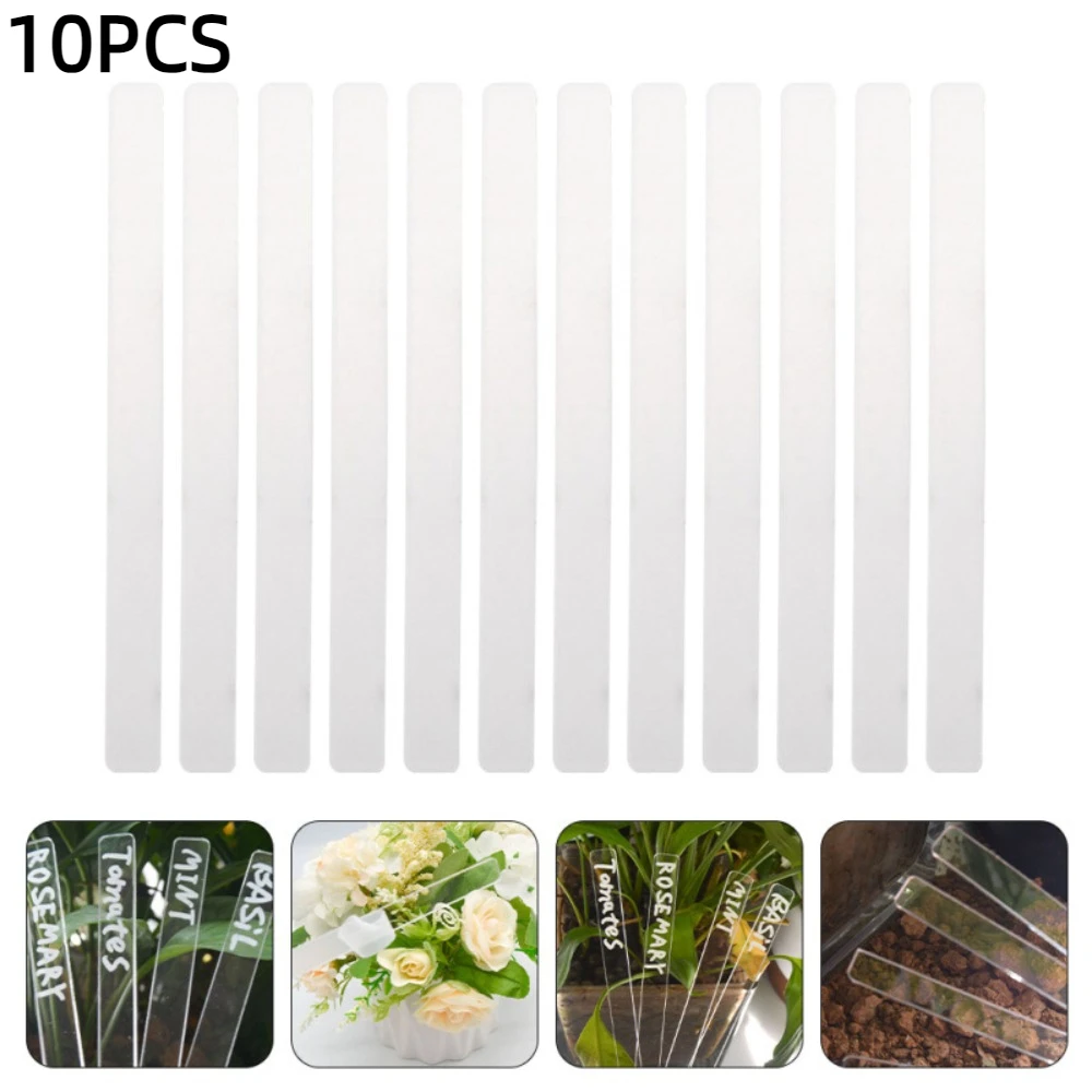 10PCS Quality Acrylic Plant Label Gardening Decoration Transparent Herb Sign Eco-Friendly DIY Plant Tag Garden