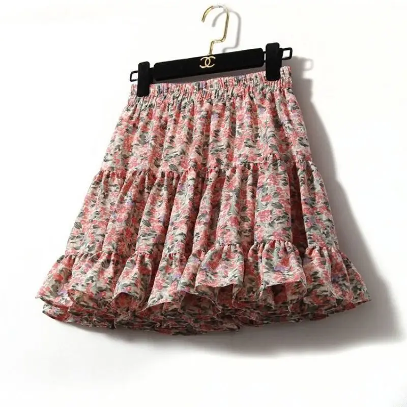 

Pleated Skirt A-line Skirt Women's Summer 2022 New High-waisted All-match Short Skirt Is Thin and Covers The Crotch Floral Skirt