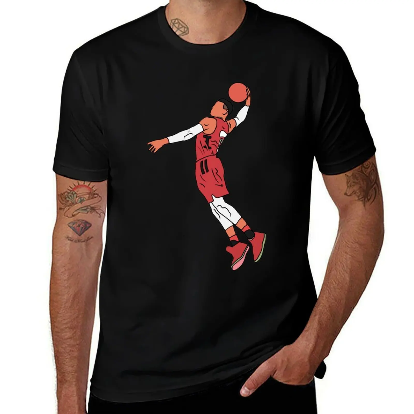 Russell Westbrook Rockets Dunk T-Shirt Work Wear Short Sleeve T-Shirt