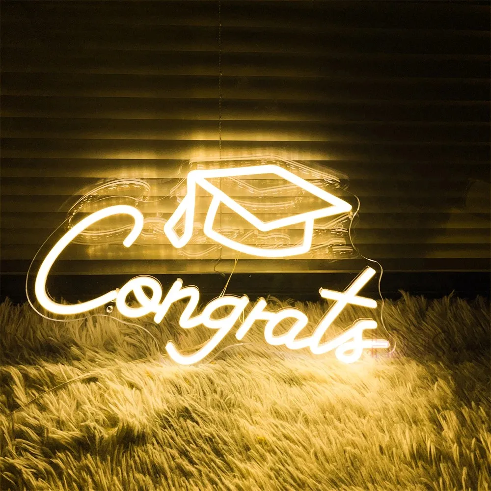 Custom 2024 Graduates Neon Led Sign Congrats Ceremony LED Neon Lights USB Graduation Party Bar Signs Wall Hanging Room Decor