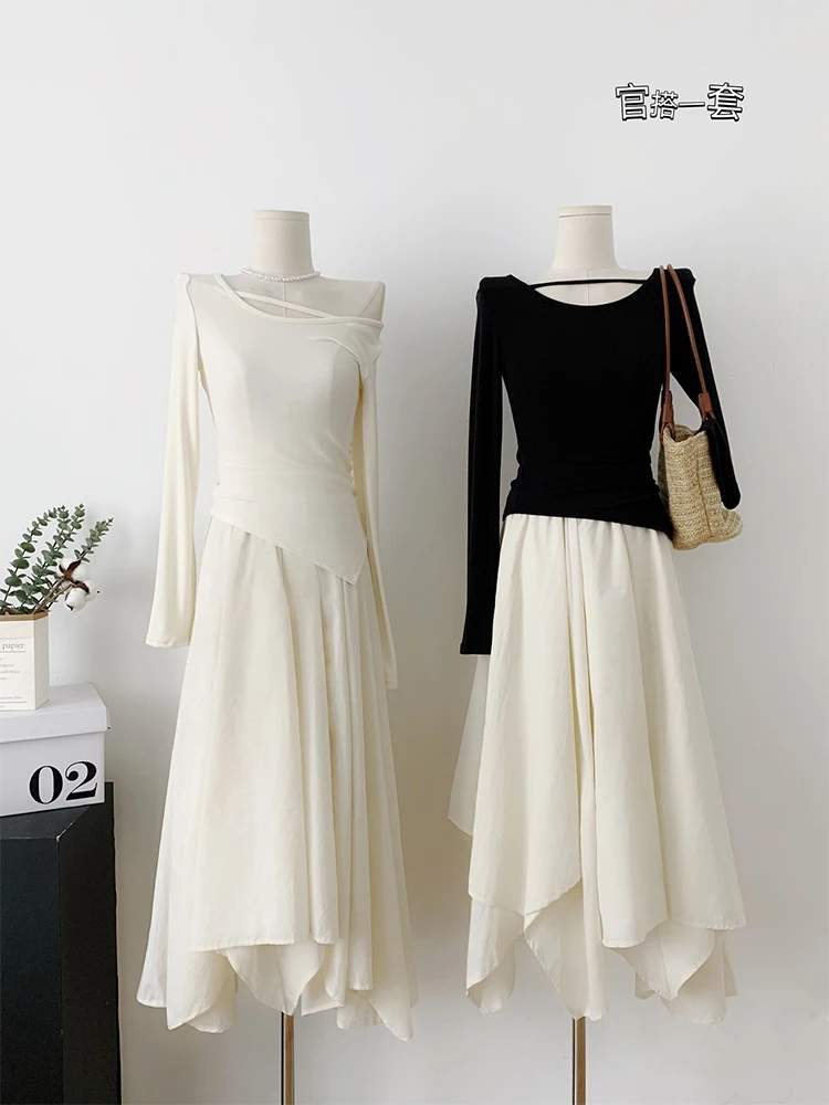 

Women's Apricot Long Skirt Vintage Streetwear Korean Elegant Harajuku Y2k 2000s Hight Waist A-Line Skirt 90s Trashy Clothes 2023