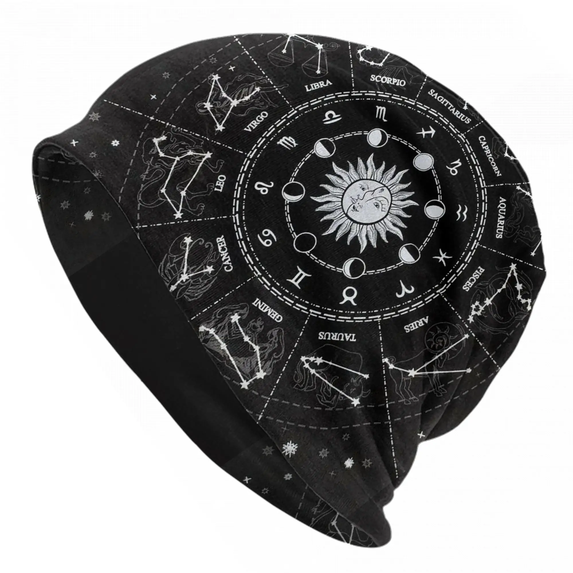 Ouija Board Mystical Bonnet Hats Outdoor Constellation Sun and moon Lunar eclipse Skullies Beanies Hat Unisex Warm Dual-use Caps