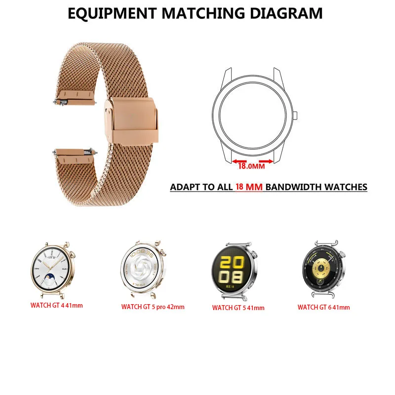 For Huawei GT 4/3/2/2e/pro band stainless steel Milanese For Huawei Watch GT4 5 41 46mm bracelet for Watch 4 3 Pro 43 46mm Strap