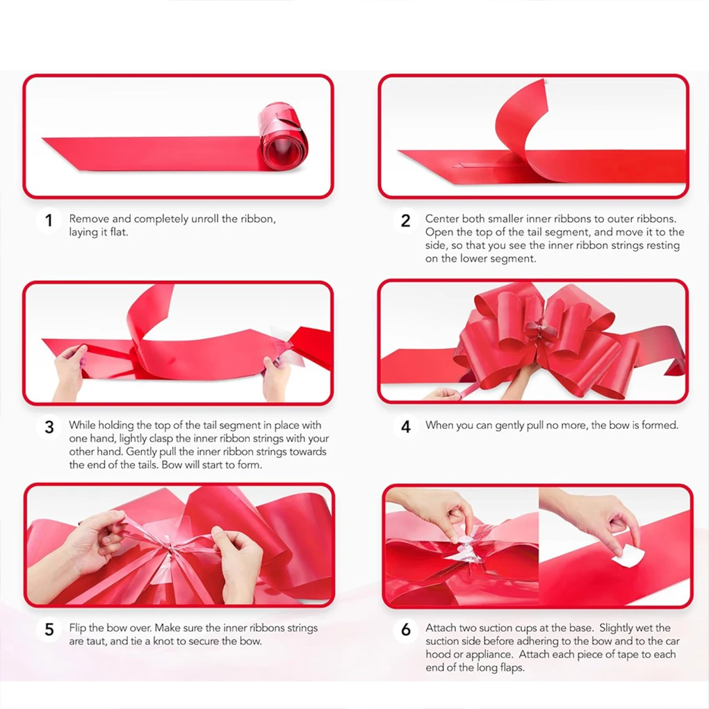 Giant 30 Inch Car Bow Big Red Pull Strings Bows for Present Wrapping Happy Birthday Car Gift Decoration Car Show & Celebration